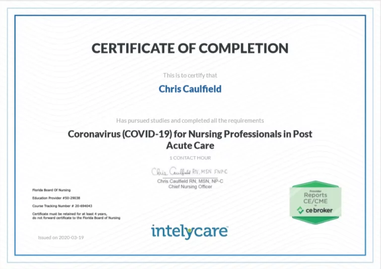 IntelyCare certificate